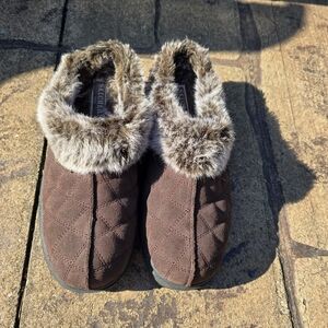 Skechers Brown Faux Fur Slippers